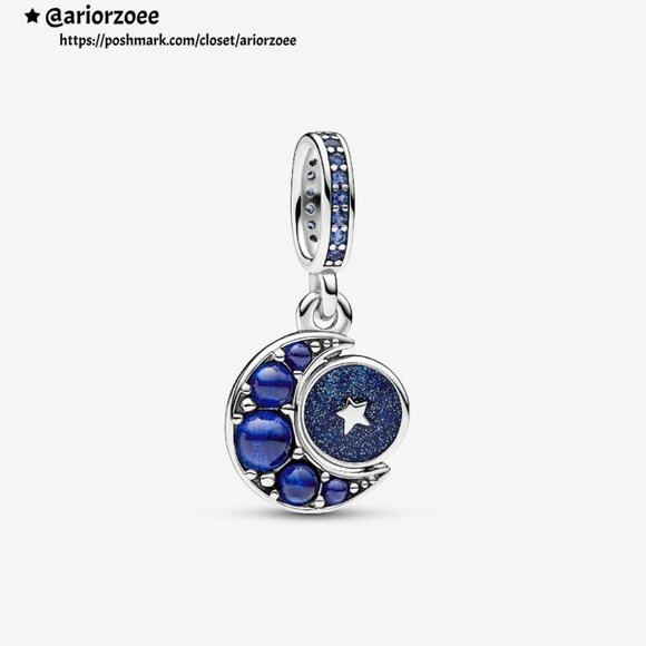 Pandora Sparkling Moon Spinning Dangle Charm - Picture 1 of 5